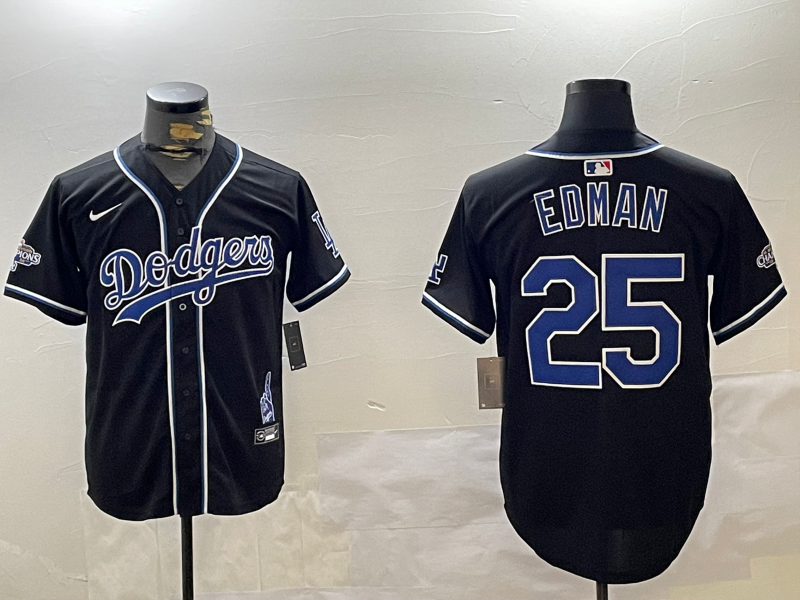 Men's Los Angeles Dodgers Tommy Edman #25 Black Jersey